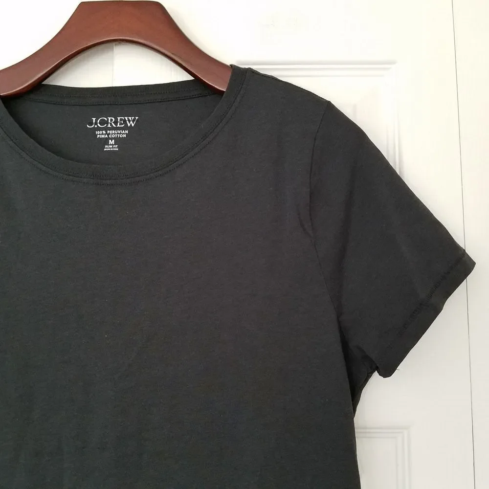 J. Crew Slim Fit Pima Cotton T-Shirt Size Medium Black NWOT‎ $45 BY407 - Picture 2 of 4